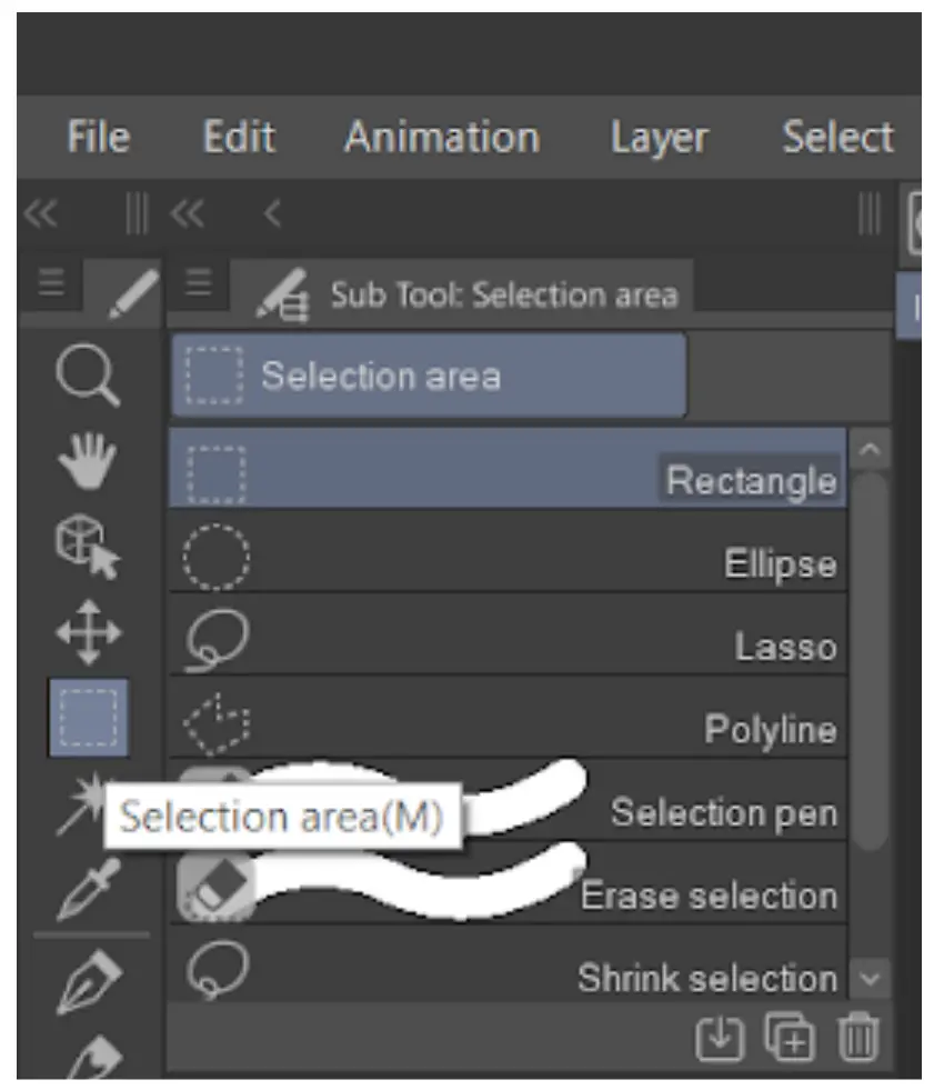 selection area settings