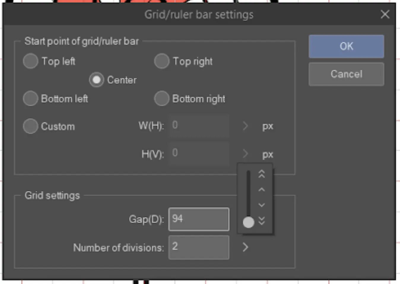 Grid/Ruler bar settings