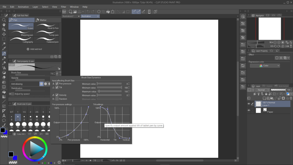 Brush size dynamics