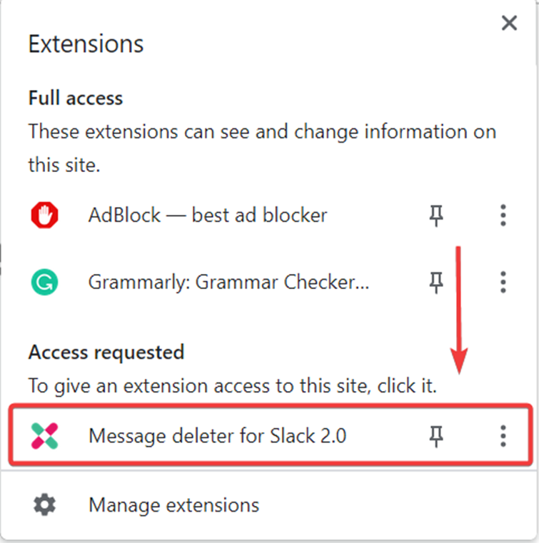 enable the extension on the current page