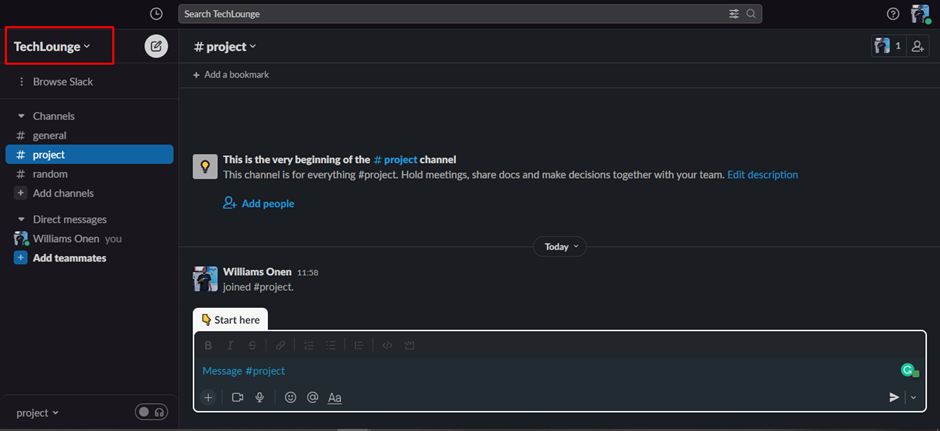 Go to the channel or chat where you wish to activate Giphy in Slack.