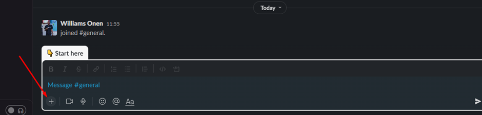 Click the plus (+) icon below the message box