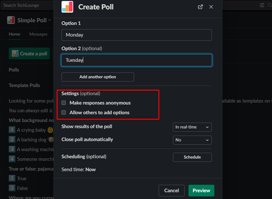select poll anonymity 