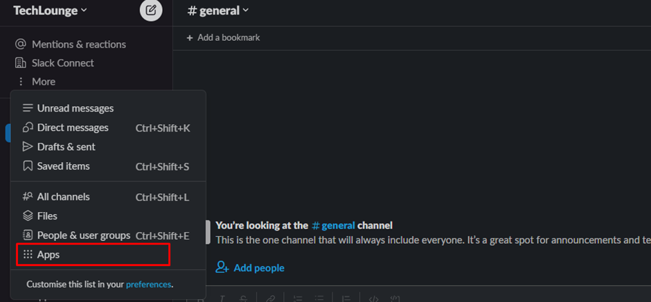 select app to install new apps on slack
