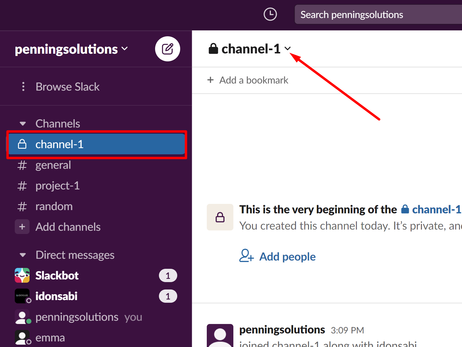 Open the channel you want to rename