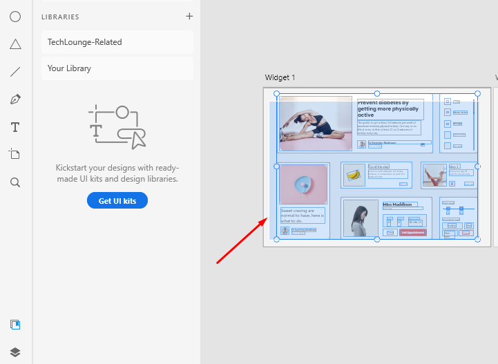 In the Design mode, select the objects that you want to turn into a scrollable group