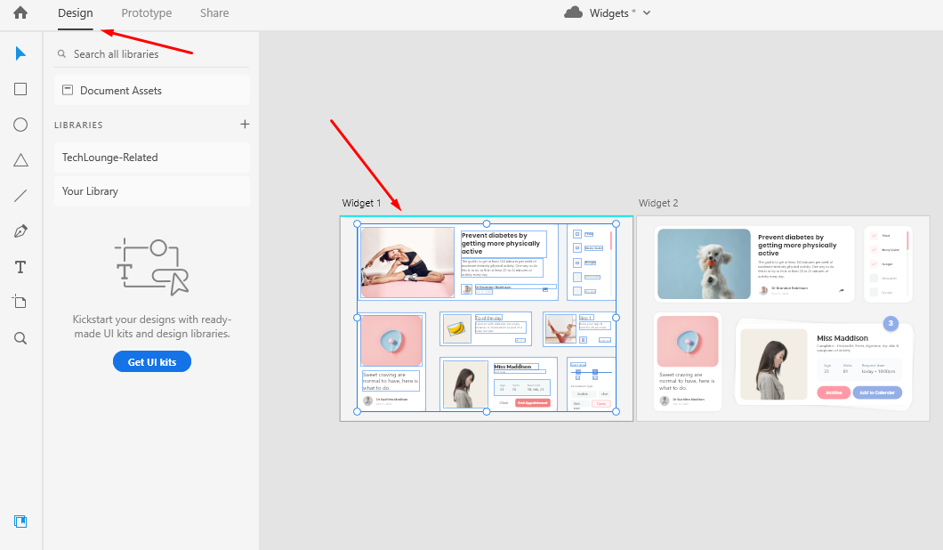 In the Design mode, select the objects you want to turn into a scrollable group