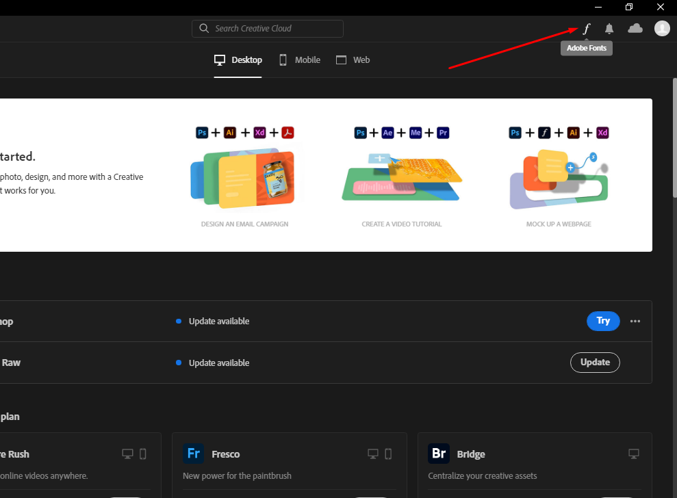 Fonts button