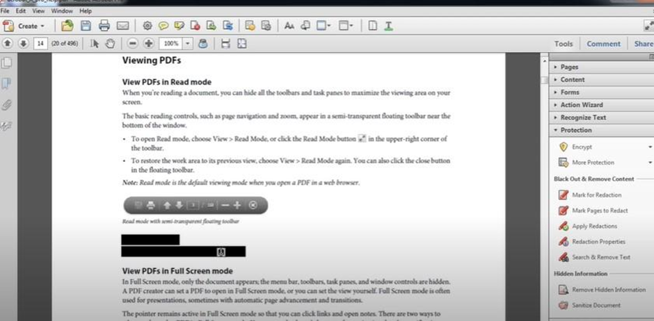 highlighted portion of the PDF blacked out