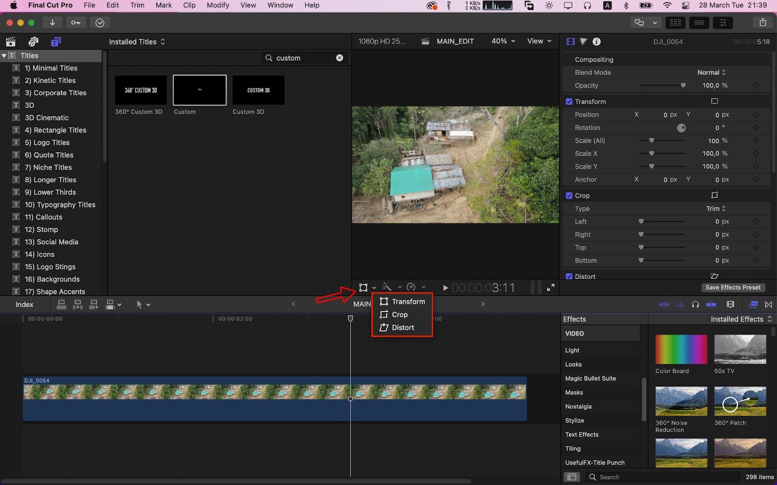 Final Cut Pro Crop tool