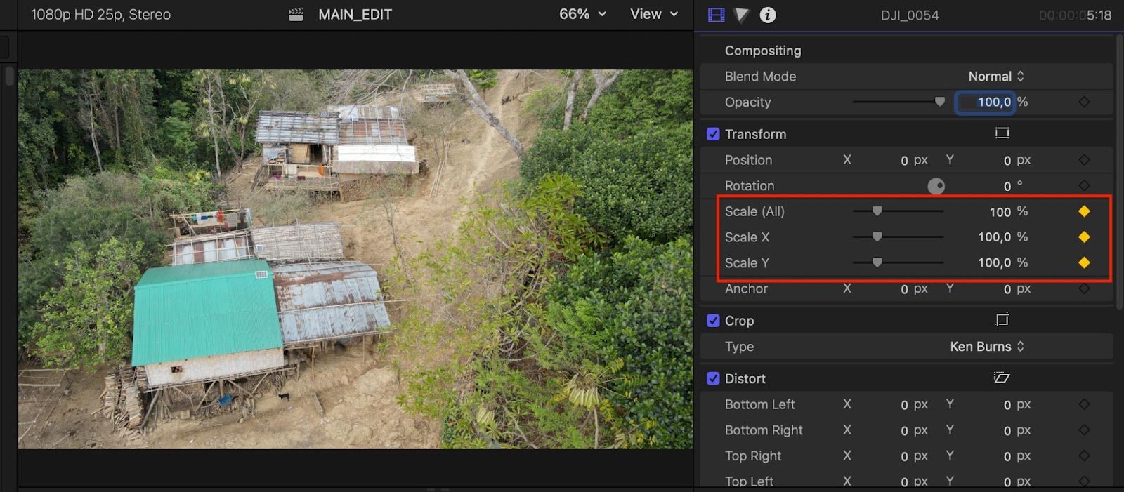 Final Cut Pro scale parameter 