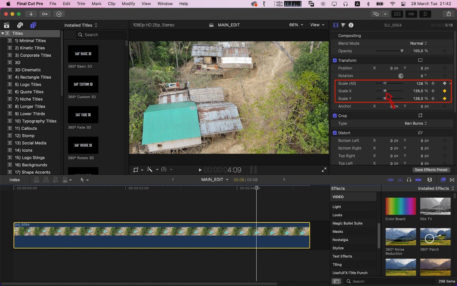 Final Cut Pro keyframe