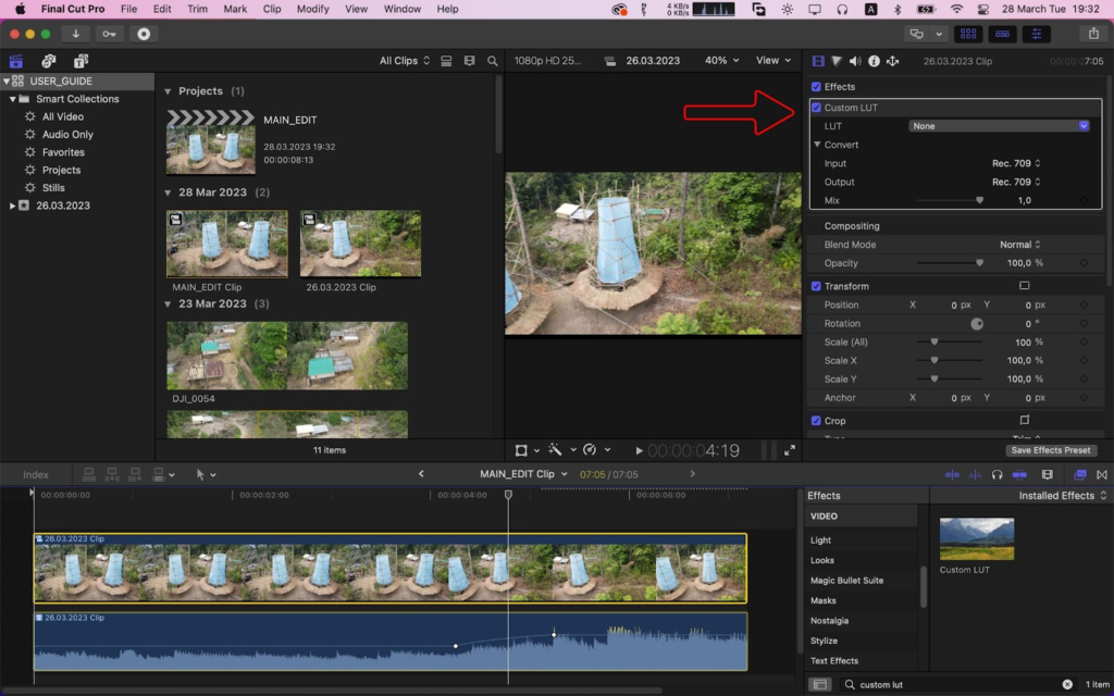 Custom Lut effect panel 