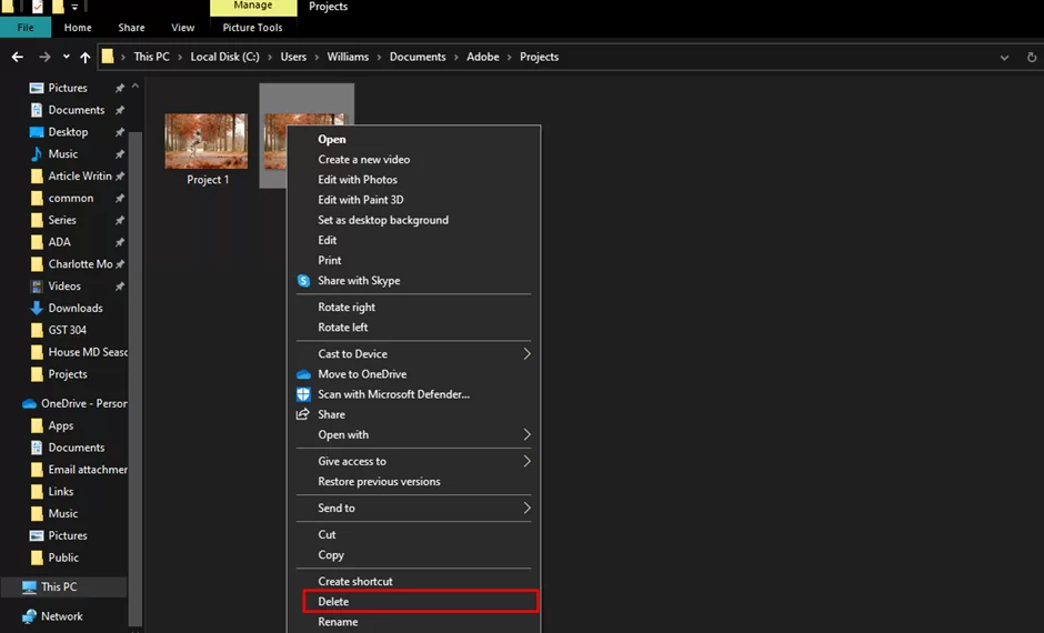 How to Delete Photoshop Projects