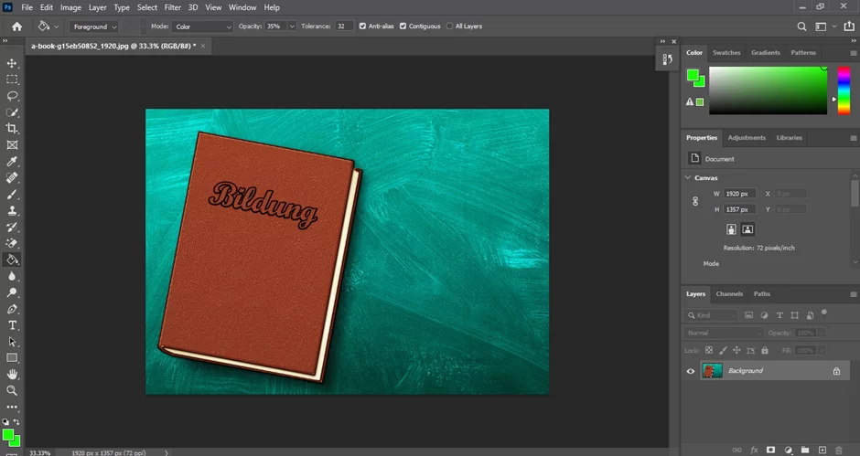 open image in photoshop