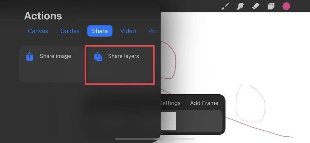 procreate animation share layers