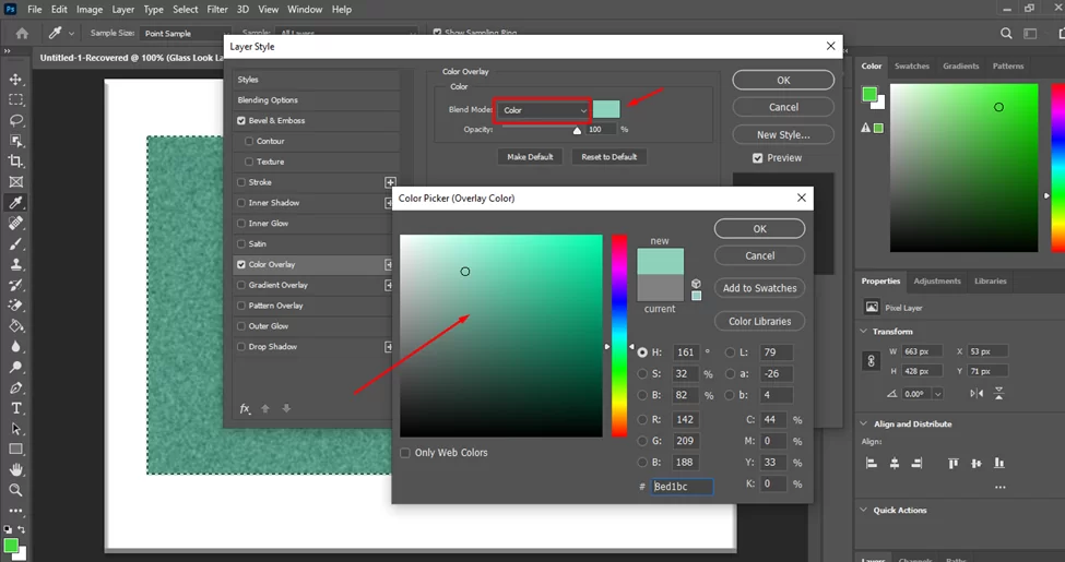 set the Blend Mode to Color