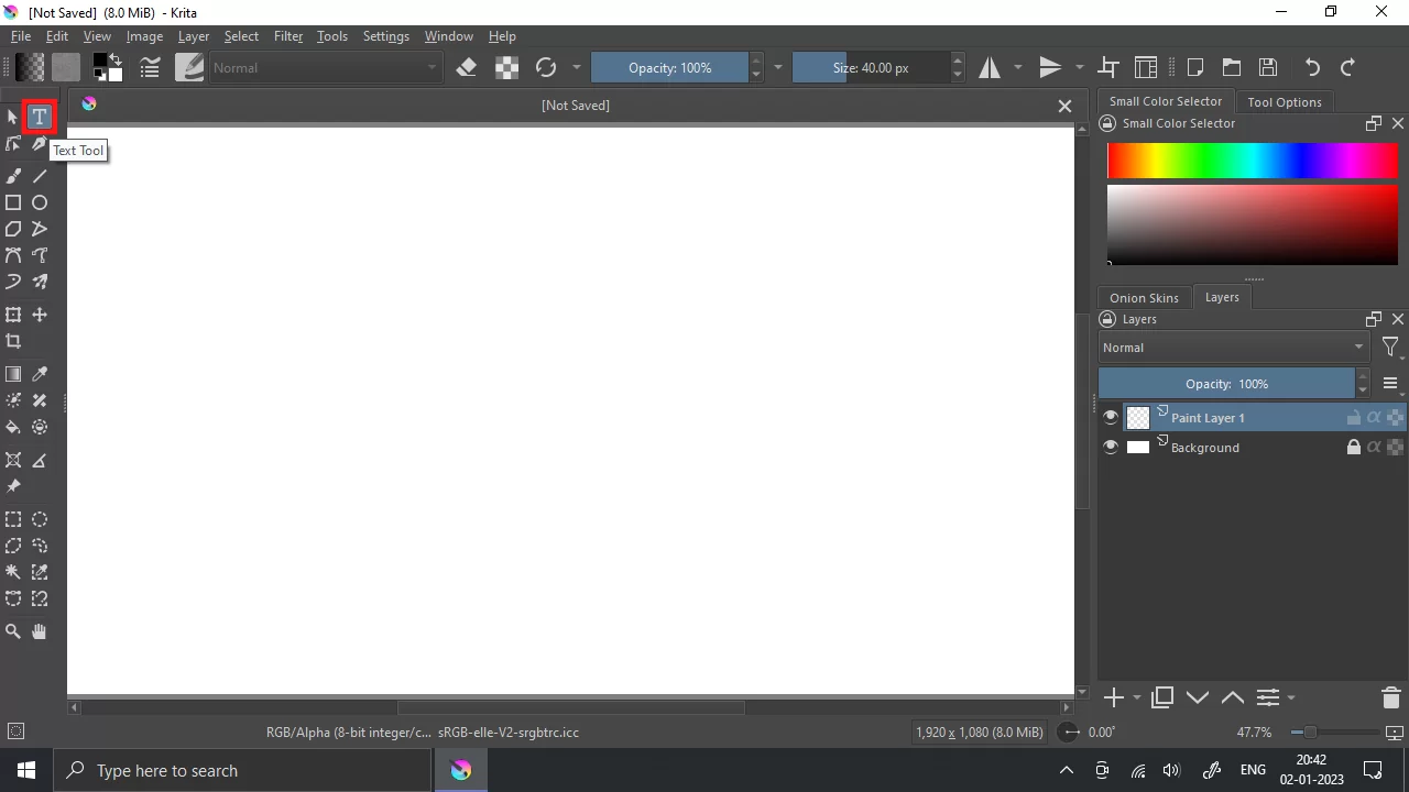 Text Tool in Krita