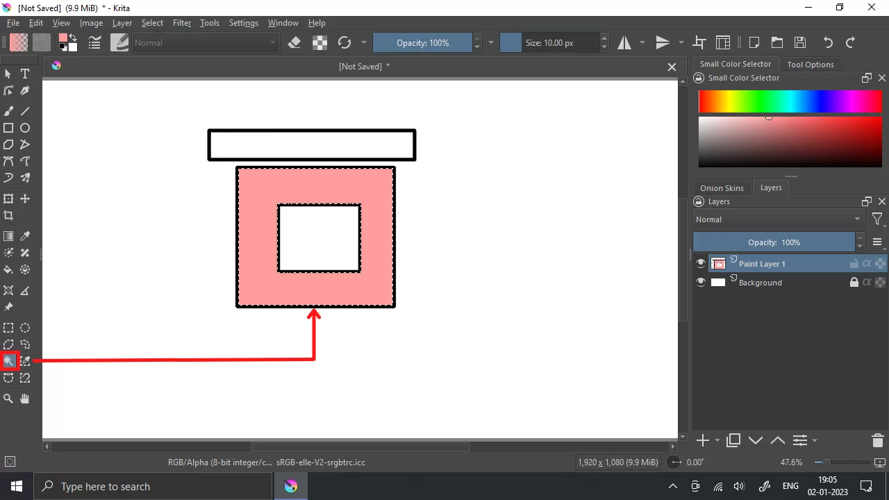 Continuous Selection Tool in Krita