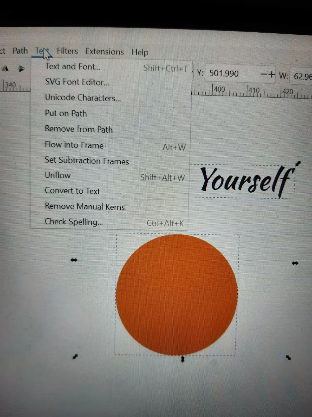 Inkscape Text in Menu Bar