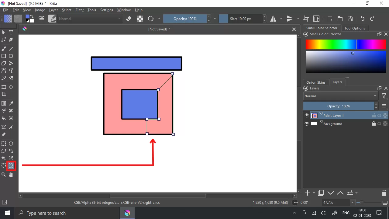 Magnetic Curve Selection Tool in Krita