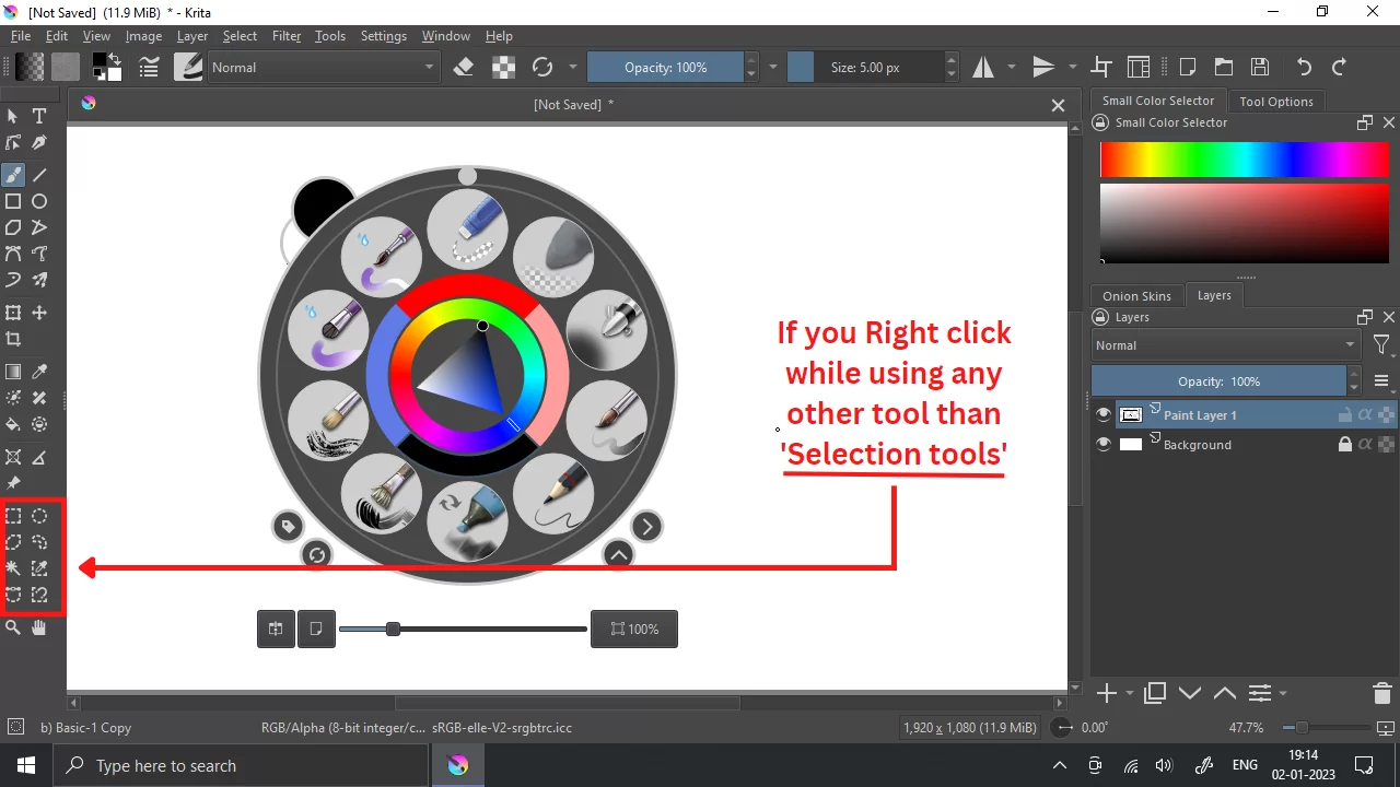 Selection Tool in Krita