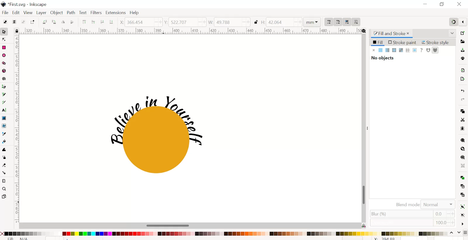 Curved Text and Circle in Inkscape