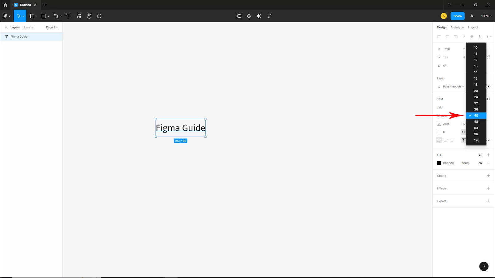 increase text size figma