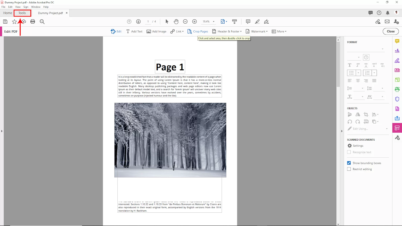 Tools in Acrobat