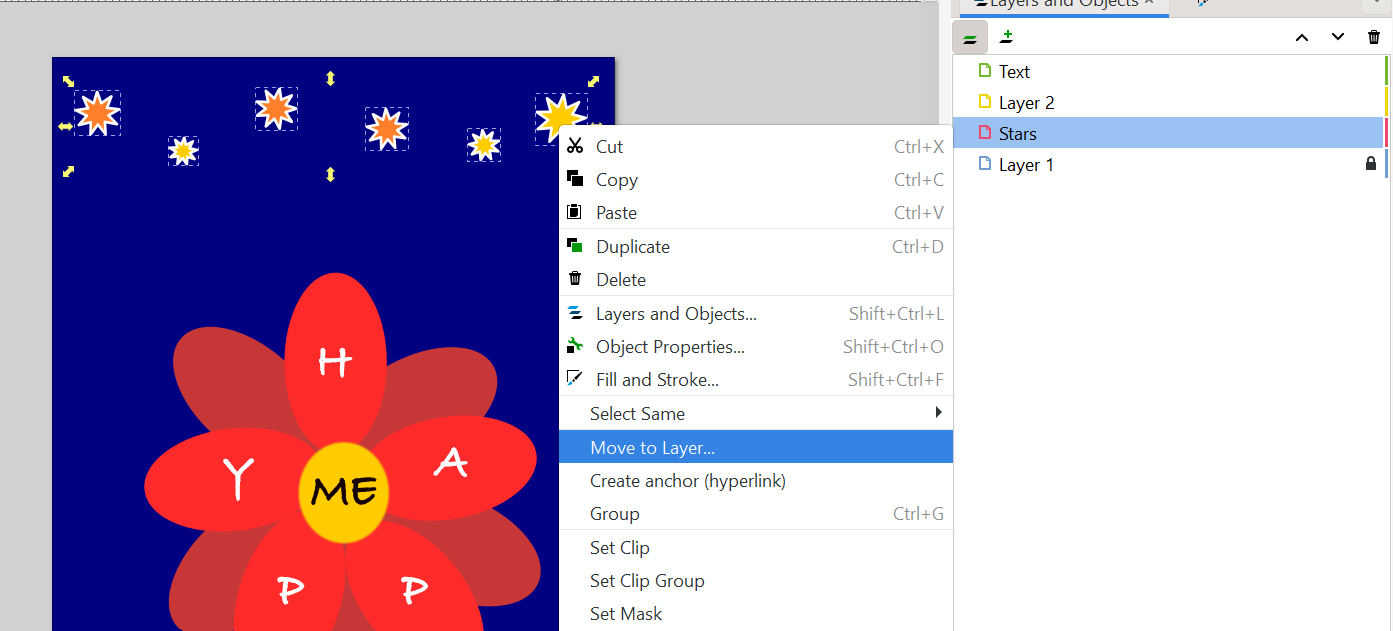 Inkscape Move to Layer Option