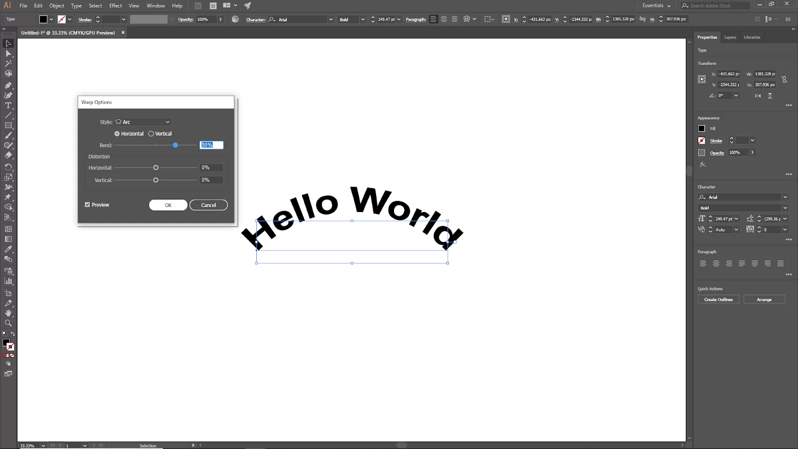 Curved Text in Illustrator