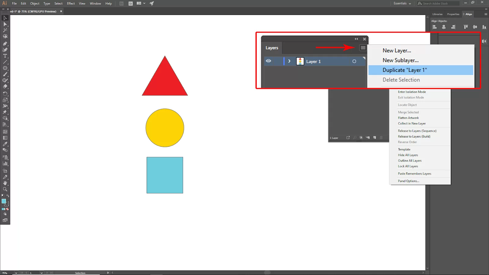 Illustrator Duplicate Layer Settings