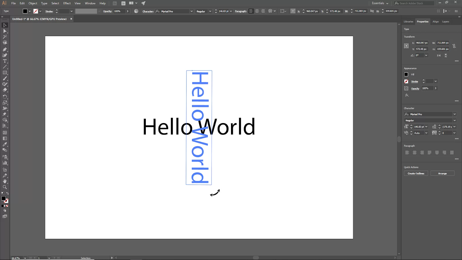 Rotate Text 45 Degrees in Illustrator