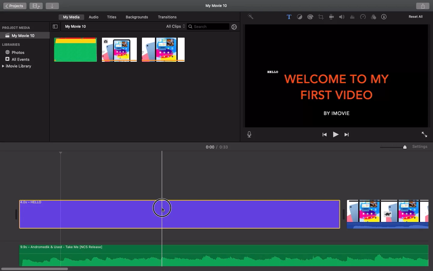iMovie Video Editing Interface