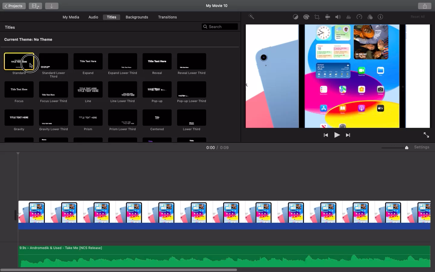 Video Templates in iMovie