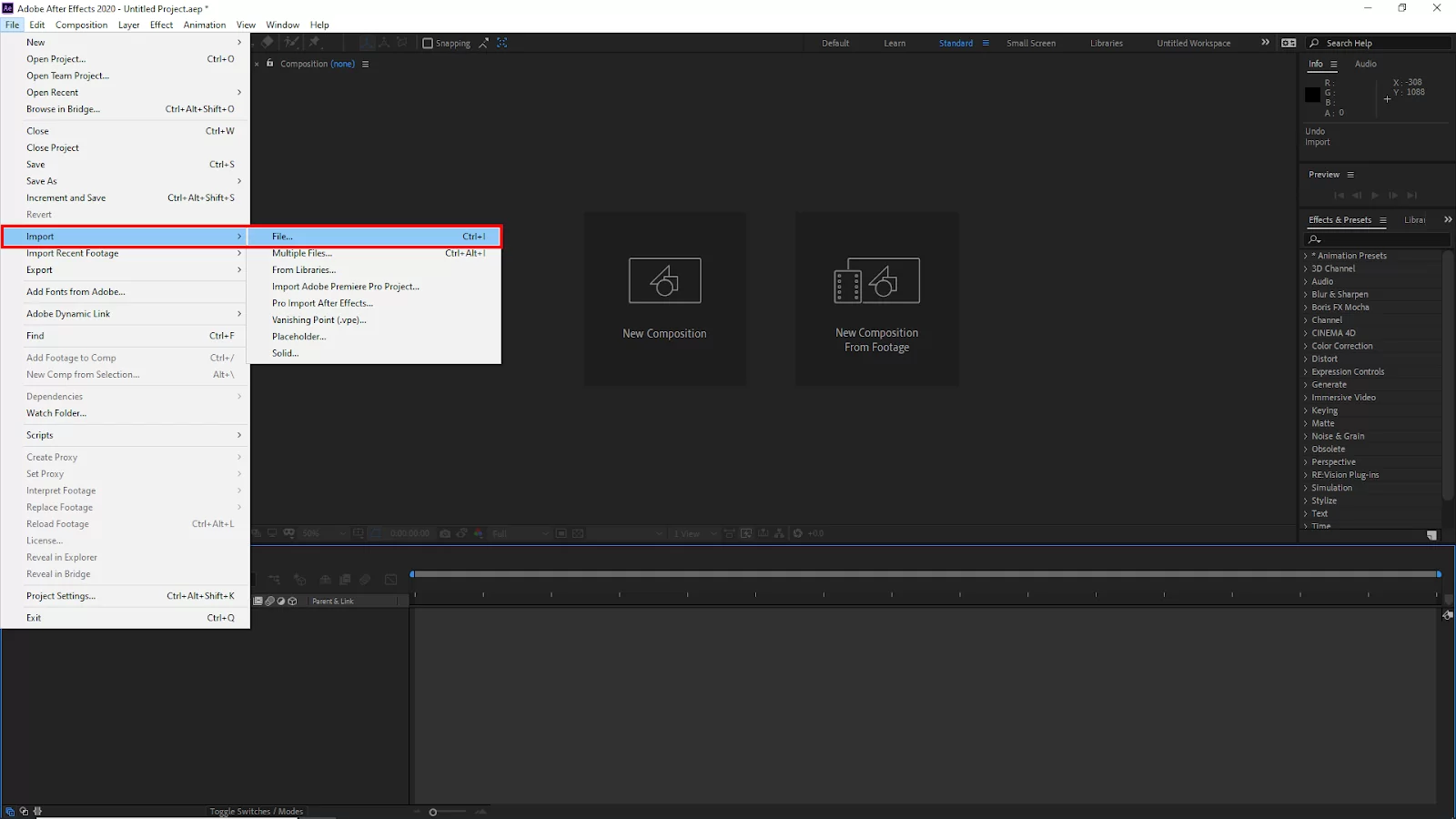 Import Footage into After Effects