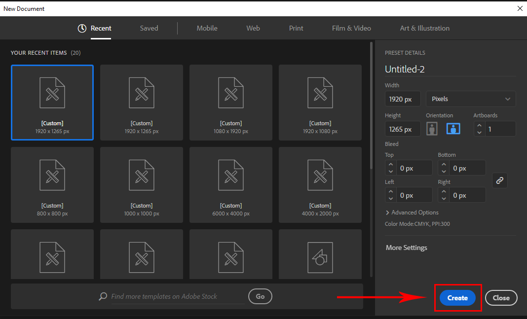 Create Custom Document in Illustrator