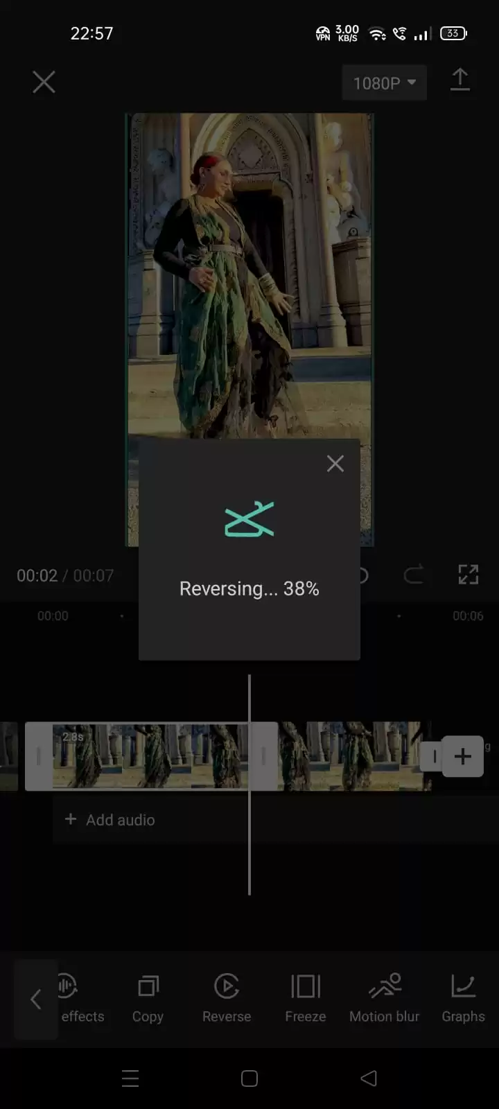Reversing in CapCut
