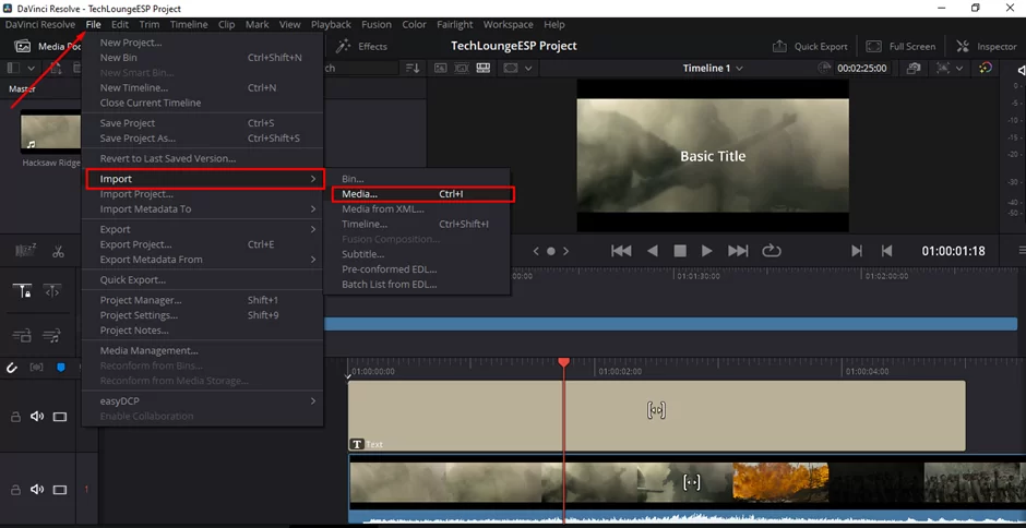 DaVinci Resolve import footage