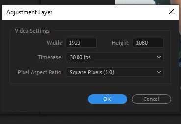 Adjustment Layer settings