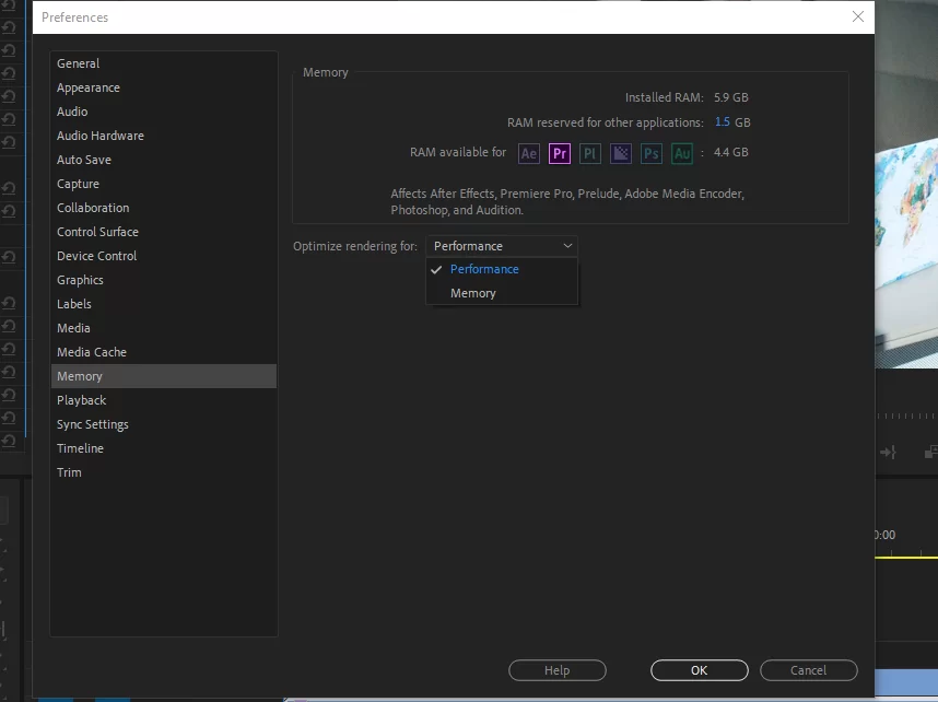 memory settings