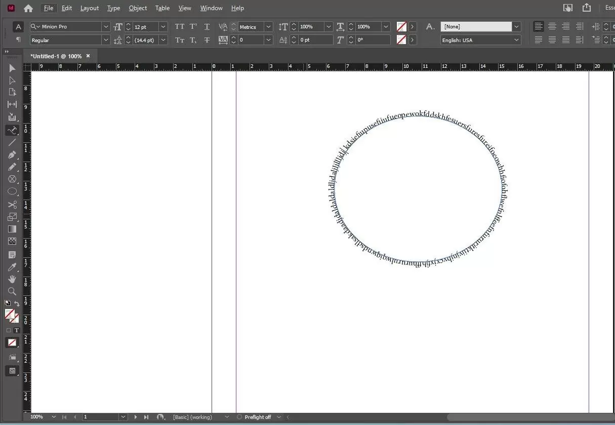 Curve Text in InDesign