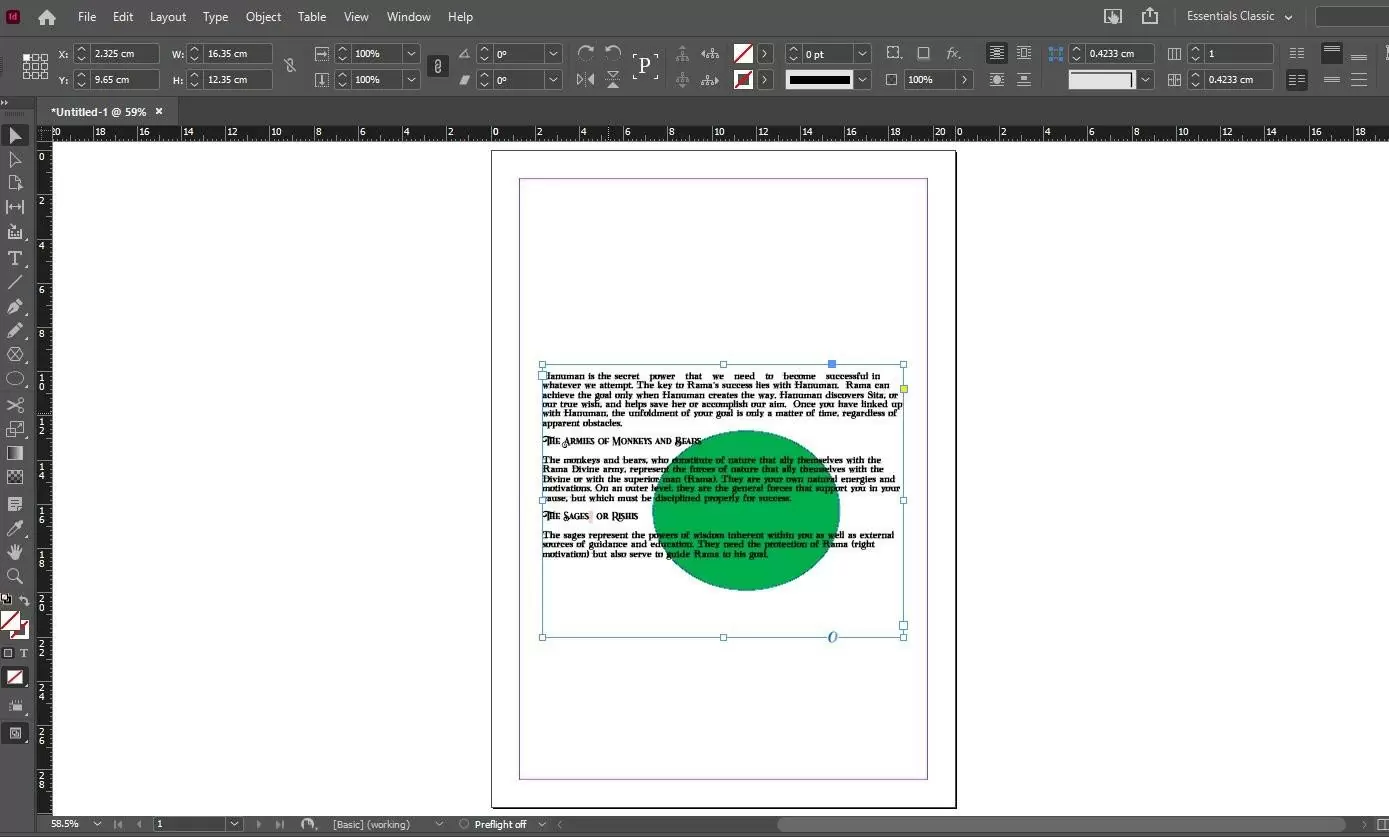 Text in InDesign