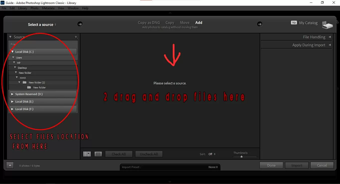 Drag and Drop Photos in Lightroom