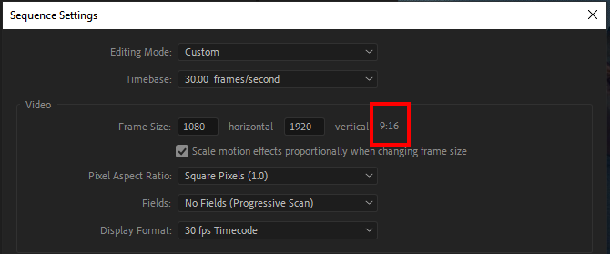 video frame size 