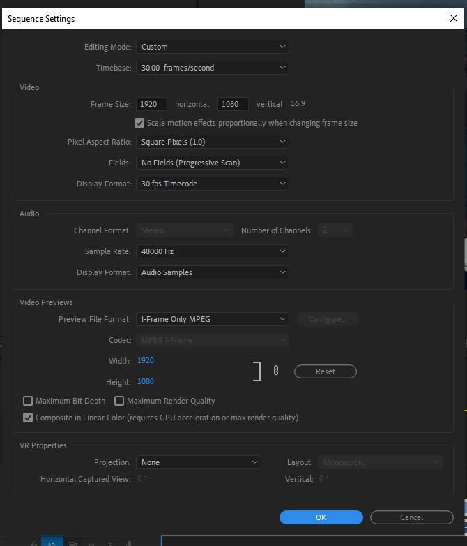 Sequence Settings