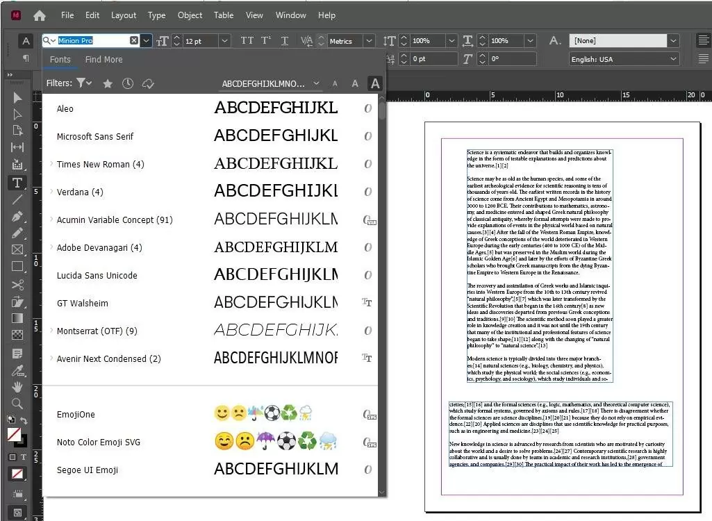 InDesign Fonts