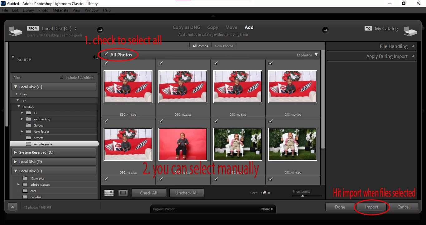 Select Images in Lightroom