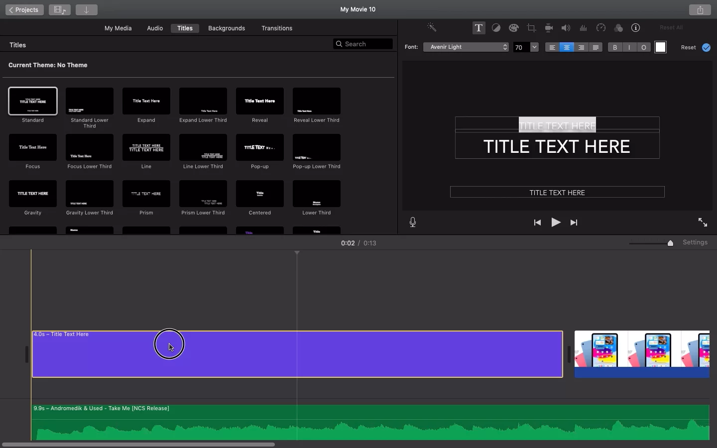 iMovie Text Editor