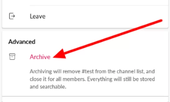 archive a channel in the Slack mobile app on your mobile device